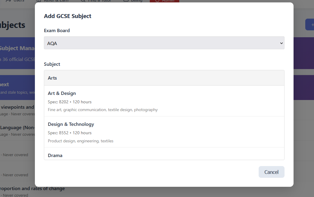 GSCE subject structures